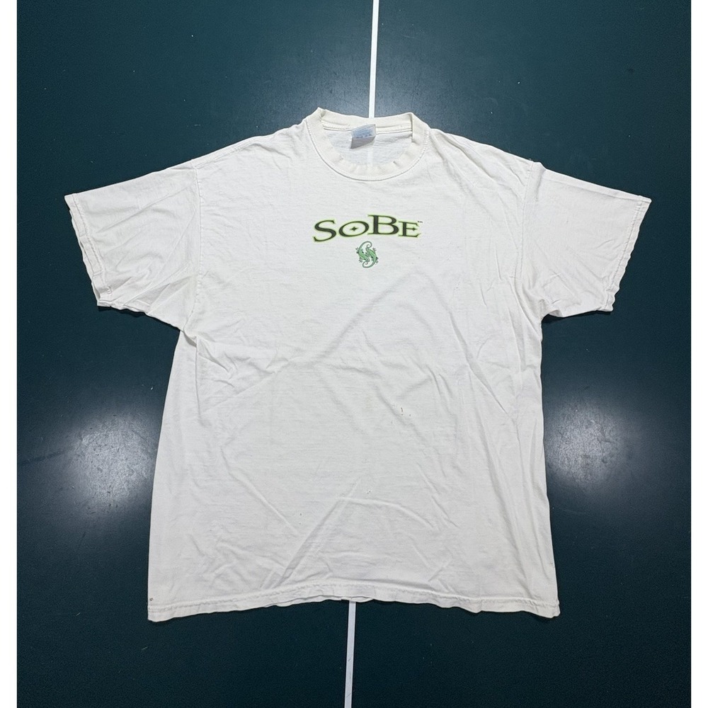 Vintage Sobe Energy Drink Promo Lizzard T Shirt Mens XL White Distressed RARE